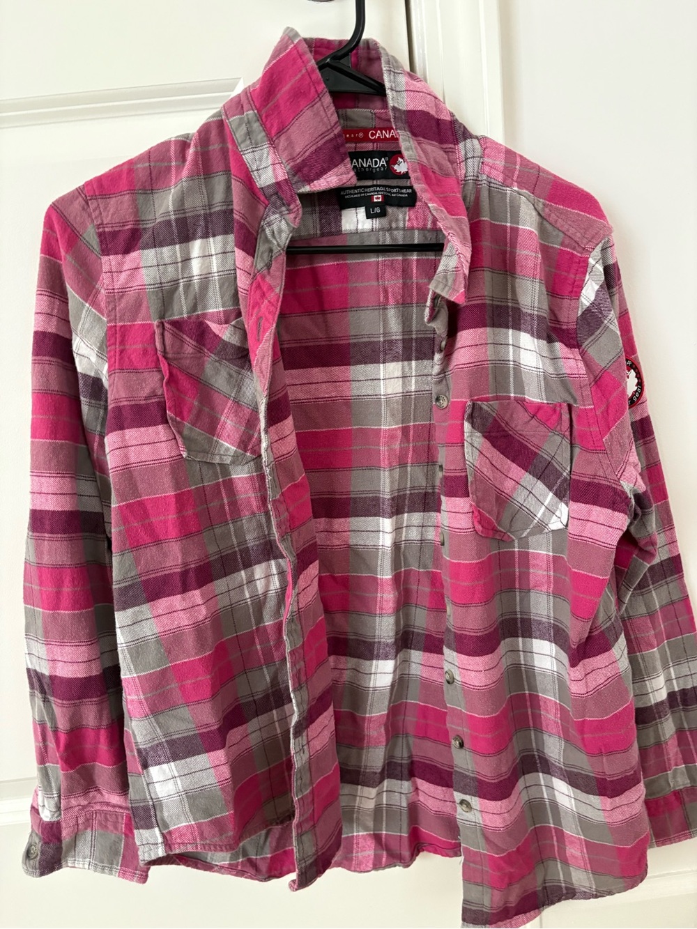 Canada Pink Plaid Flannel Shirt